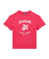 Children Organic Cotton T-shirt Logo Vilebrequin Gooseberry red front view