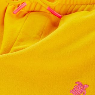 Girls Organic Cotton Shorts Embroidered Turtle Mango details view 1
