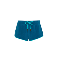 Pantalones cortos de tejido terry con estampado VBQ Line para mujer Peacock vista frontal
