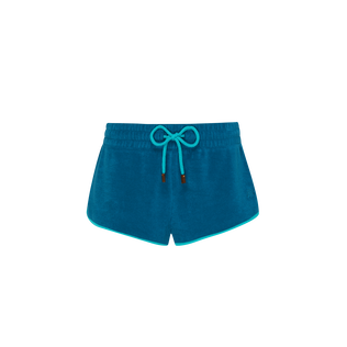 Pantalones cortos de tejido terry con estampado VBQ Line para mujer Peacock vista frontal