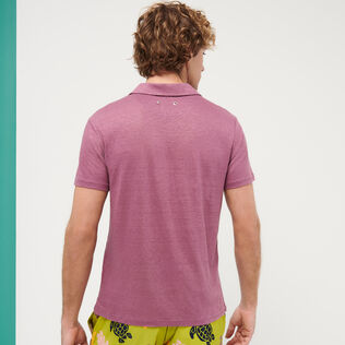 Polo en Jersey de Lin homme uni Murasaki vue portée de dos