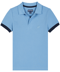 Polo bambino in piquet di cotone tinta unita Divine vista frontale