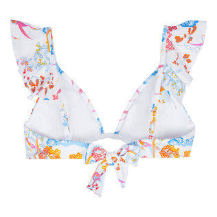 Women Halter Bikini Top Peaceful Trees White back view
