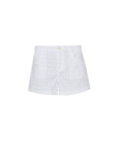 Bermuda donna in cotone Broderie Anglaise Bianco vista frontale