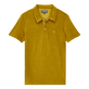 Polo de color liso en tejido jacquard para hombre Corteza vista frontal