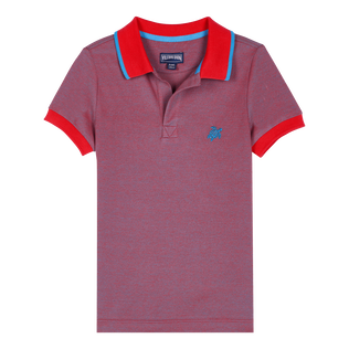 Cotton Pique Boys Polo Shirt Solid Earthenware front view