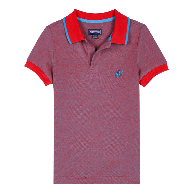 Boys Cotton Changing Color Pique Polo Shirt Solid - Polo - Pantin - Blue - Size 14 - Vilebrequin