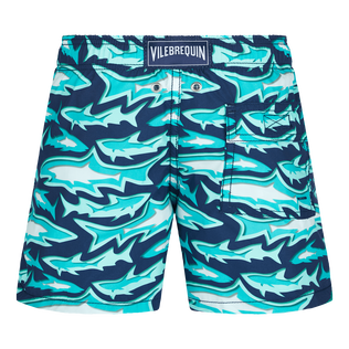 Maillot de bain garçon Requins 3D Bleu marine vue de dos