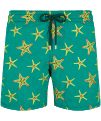 Men Swim Trunks Embroidered Starfish Dance - Limited Edition Linden front view