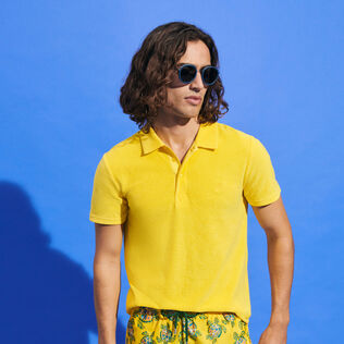 Men Organic Cotton Terry Polo Solid Sun details view 2
