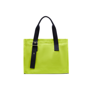 Borsa da spiaggia piccola in cotone tinta unita Verde brillante vista posteriore