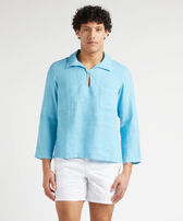 Men Linen Vareuse Solid Santorini front worn view