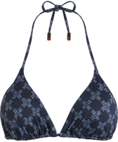 Women Triangle Bikini Top VBQ Monogram Navy 正面图