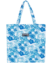 Tahiti Flowers Unisex-Strandtasche aus Leinen Weiss Vorderansicht