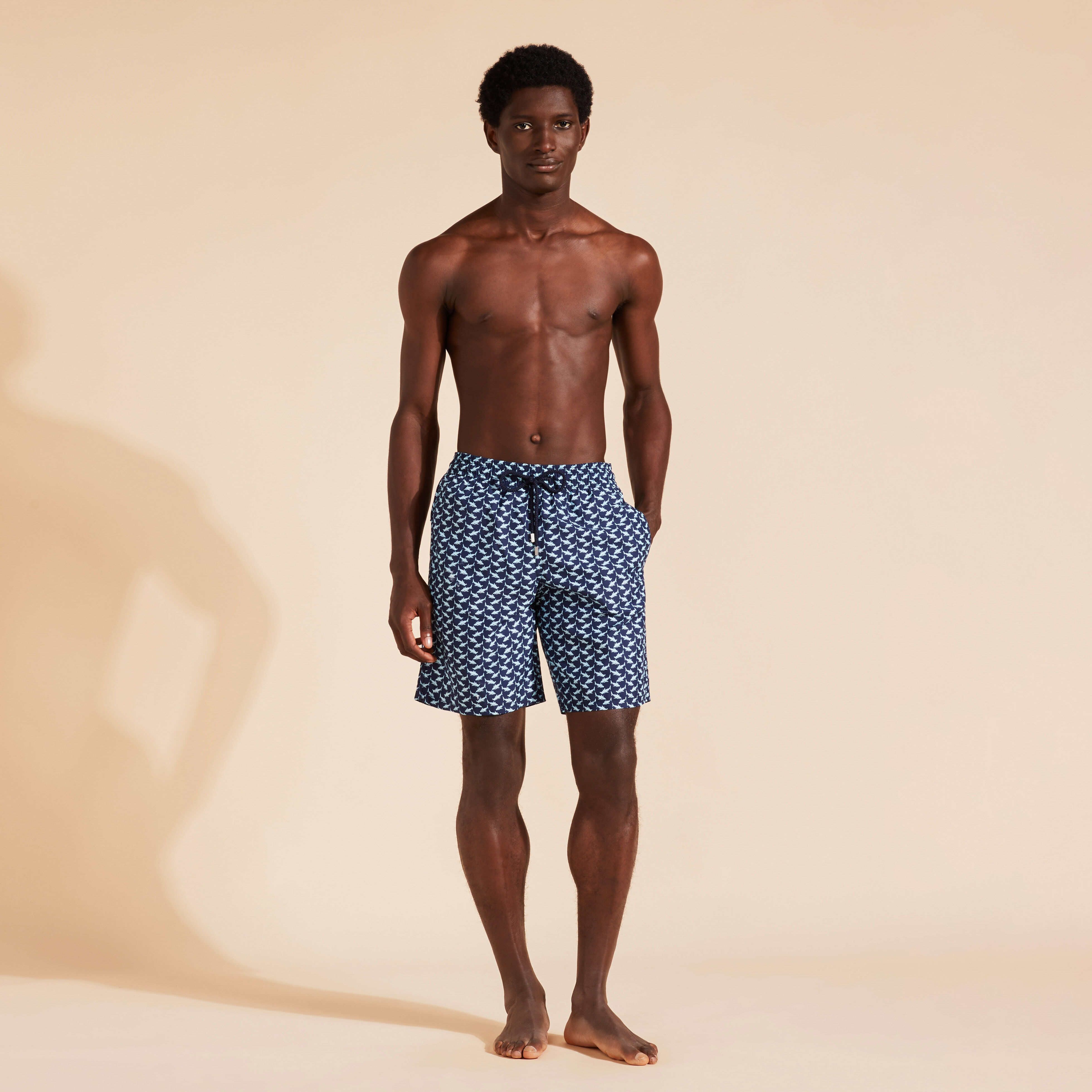Men Long Swim Shorts Net Sharks Vilebrequin Men Swimwear