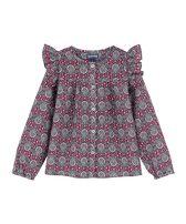 Girls Ruffle Shirt Tribal Turtles Grosella vista frontal