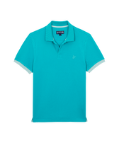 Men Organic Cotton Pique Polo Shirt Solid Disco green front view