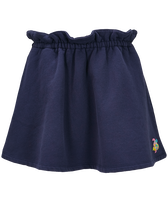 Gonna bambina in cotone tinta unita Blu marine vista frontale