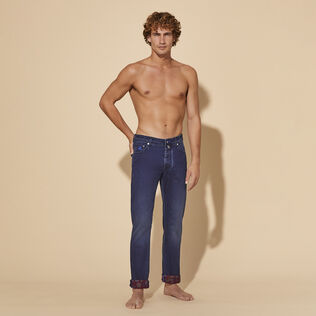 Jean stretch 5 poches homme Mosaïque Med denim w2 vue portée de face