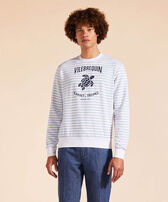 Sudadera de algodón con cuello redondo a rayas para hombre Divine vista frontal desgastada
