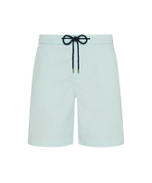 Bermuda uomo in cotone raso e Tencel Blu pacifico vista frontale