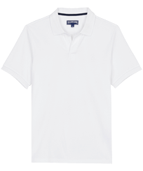 男士纯色有机棉珠地 Polo 衫 White 正面图