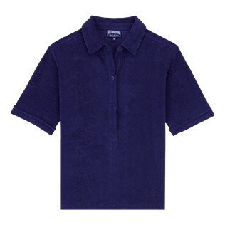 Women Terry Polo Solid Midnight 正面图