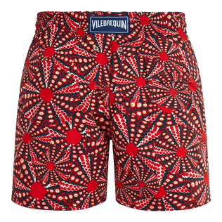 Men Stretch Short Swim Trunks Oursinades Poppy red back view