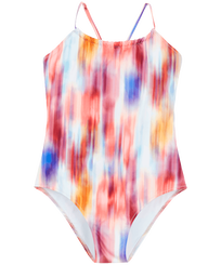 Bañador de una sola pieza con estampado Ikat Flowers para niña Multicolores vista frontal
