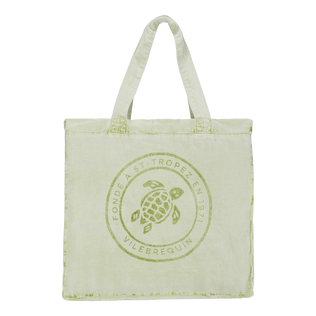 Linen Beach Bag Mineral Dye Lemongrass front view