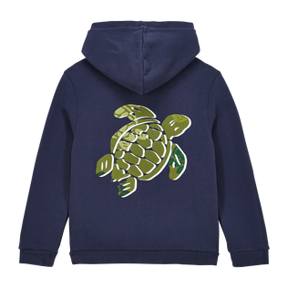 Felpa bambino con zip frontale e motivo Turtle applicato sul retro Blu marine vista posteriore