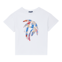 Camiseta de algodón orgánico con estampado Flowers in the Sky para niña Blanco vista frontal