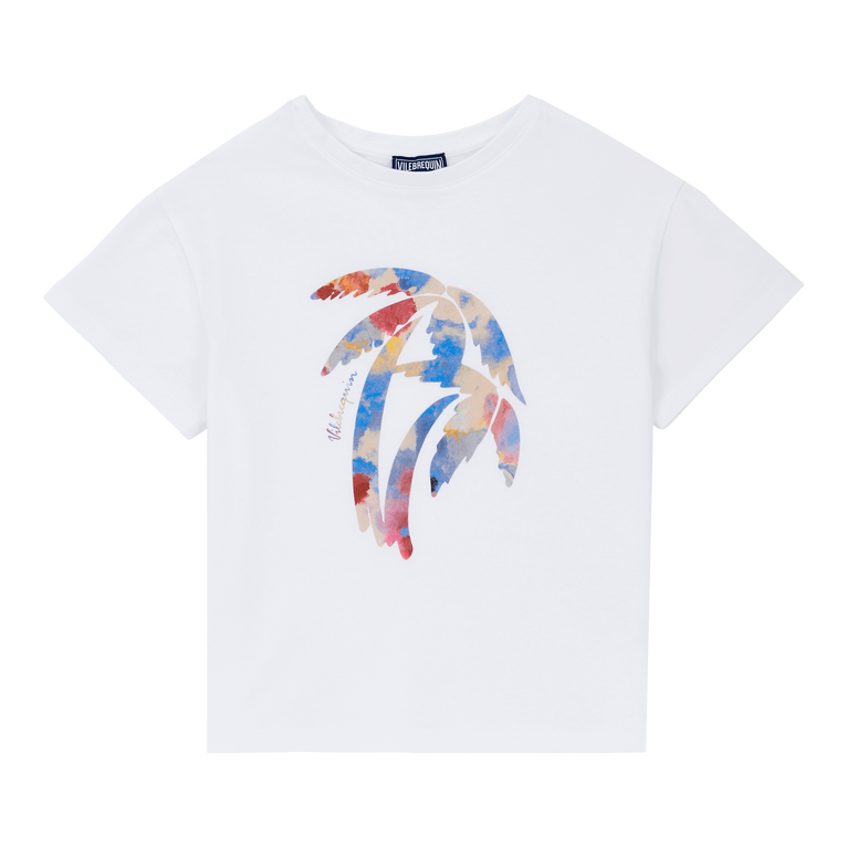 T-shirt Bambina In Cotone Biologico Flowers In The Sky - T-shirt - Gitty - Bianco