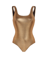 Metalic Tank-Badeanzug für Damen Gold Vorderansicht