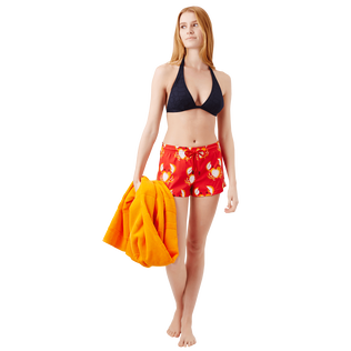 Women Swim Short St Valentine 2020- Vilebrequin x Giriat Medicis red details view 2