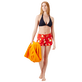 Women Swim Short St Valentine 2020- Vilebrequin x Giriat Medicis red details view 2