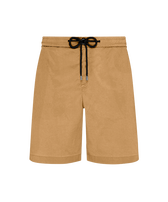 Men Tencel and Cotton Bermuda Shorts Satin Mocha front view