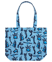 Linen Tote Bag - Vilebrequin x Blue Note Earthenware front view