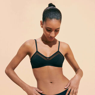 女士透明效果比基尼上衣 Black 正面穿戴视图