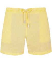 Men Linen Bermuda Shorts Mineral Dye Genet 正面图