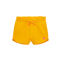 Girls Organic Cotton Shorts Embroidered Turtle Mango front view