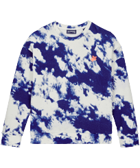Tie & Dye Baumwoll-Sweatshirt mit Rundhalsausschnitt für Jungen Marineblau Vorderansicht
