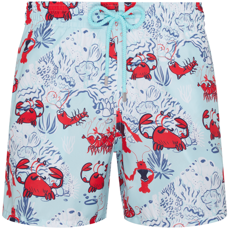 Men Ultra-light And Packable Swim Shorts Crevettes En Fête - Mahina - Blue - Size L - Vilebrequin