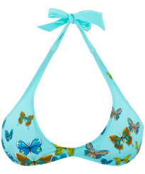 Mujer Rounded Estampado - Top de bikini con escote redondo y estampado Butterflies para mujer, Laguna vista frontal