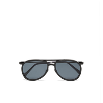 Wood Aviator Sunglasses Solid - VBQ x Shelter Black front view