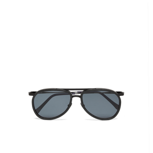 Wood Aviator Sunglasses Solid - VBQ x Shelter Black front view