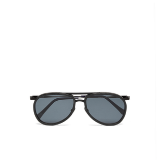 Gafas de sol de madera de color liso unisex de VBQ x Shelter Negro vista frontal