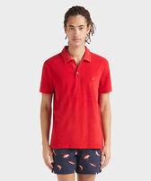 Men Terry Polo Shirt Solid Lipstick front worn view