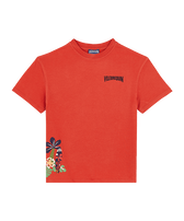 Camiseta de algodón orgánico con logotipo Tropical Turtles para niño Brick vista frontal