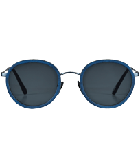 Gafas de sol unisex blancas de madera - VBQ x Shelter Azul marino vista frontal